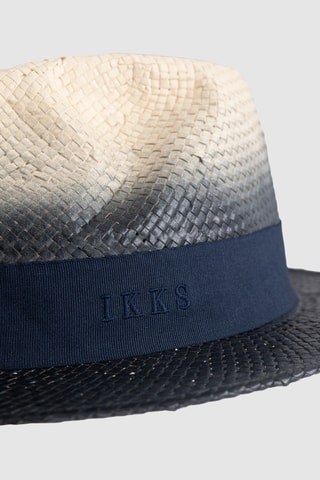 Sombrero Panamá dip-dye - Azul marino y crudo