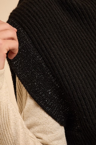 Chaleco de lana y alpaca con capucha - Negro