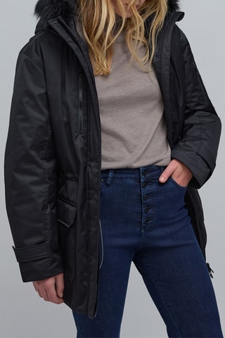 Parka con capucha - Negro