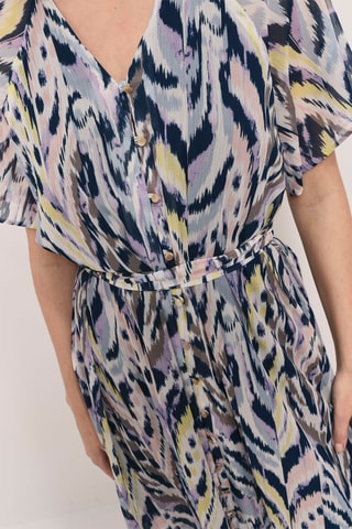 Vestido camisero - Crudo y azul marino