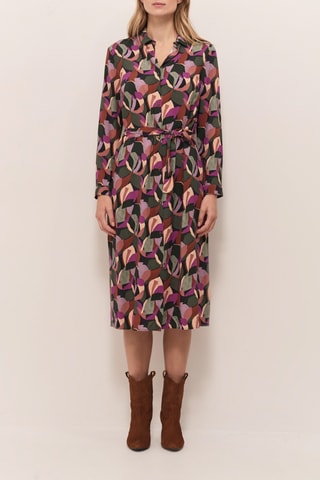 Vestido camisero - Caqui y violeta
