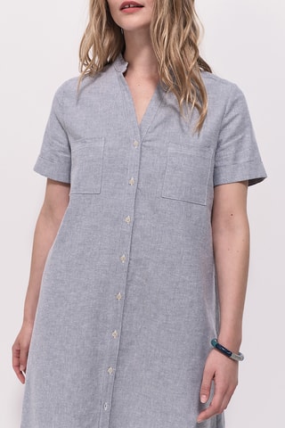Abito a camicia in lino - Blu