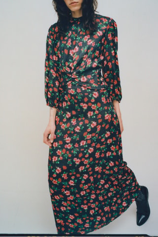 Vestido largo - Rojo, negro y verde
