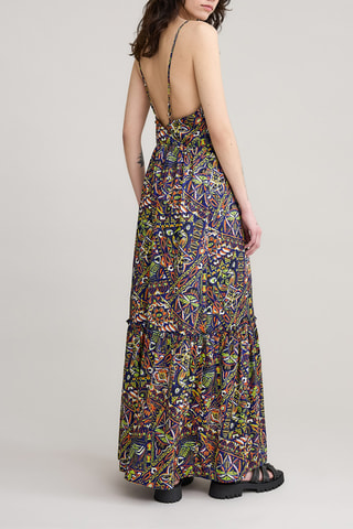 Vestido largo - Verde, azul y naranja