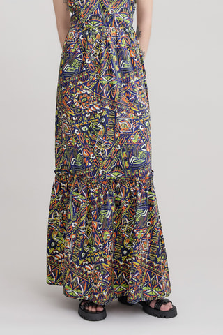Vestido largo - Verde, azul y naranja