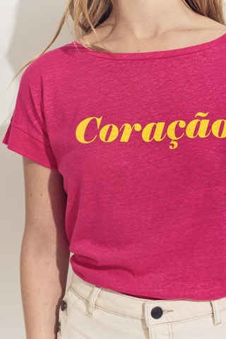 Camiseta de lino - Fucsia