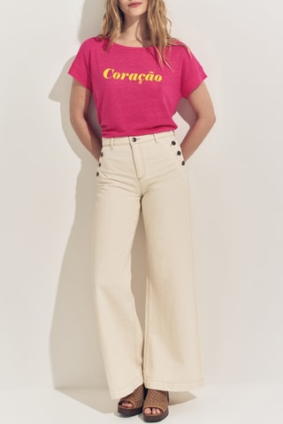 Camiseta de lino - Fucsia