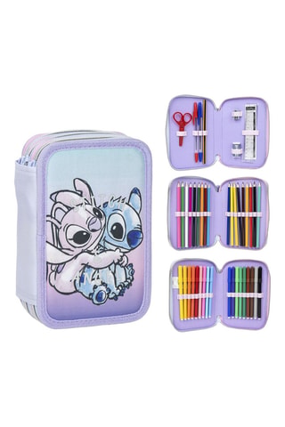 Gevuld Etui Stitch en Angel Lilo en Stitch Disney - 43-delig Paars - Rood en blauw