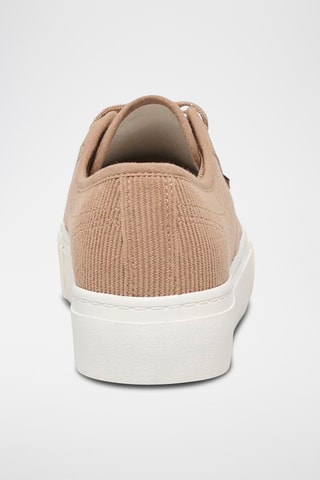 Sneakers plateformes en velours - Beige
