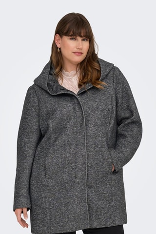 Manteau à capuche - Gris foncé chiné