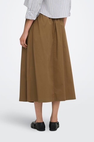 Jupe midi taille haute - Marron