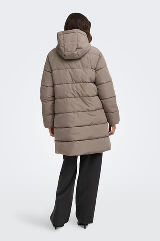 Doudoune longue à capuche - Taupe