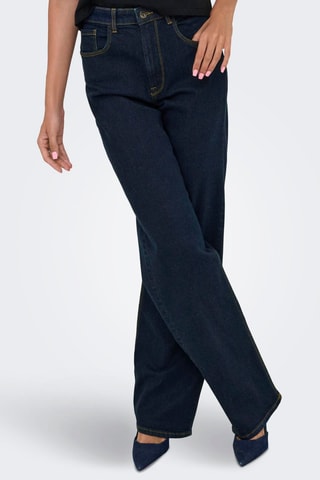 Jean large taille haute - Bleu marine