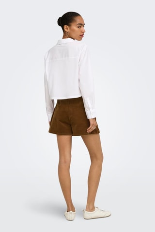 Jupe-short en velours taille haute - Marron