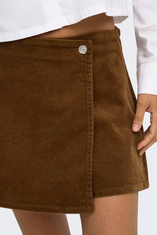 Jupe-short en velours taille haute - Marron