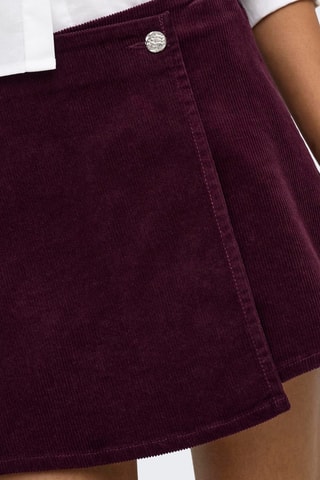 Jupe-short en velours taille haute - Bordeaux