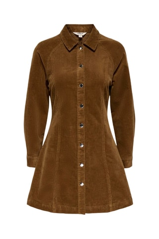 Robe chemise en velours - Marron