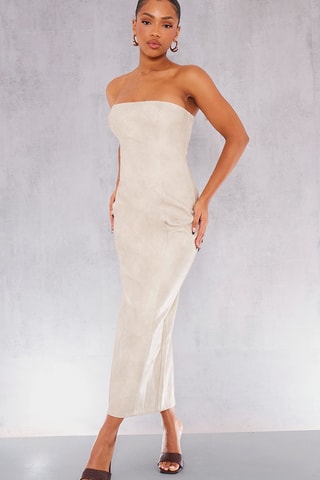 Strapless Jurk - Beige