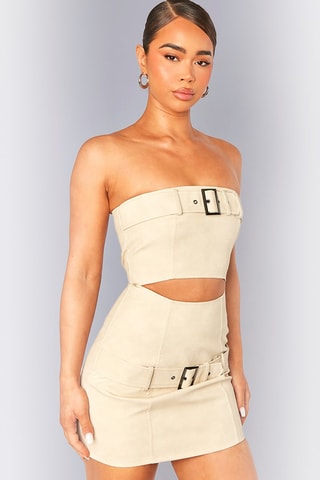 Strapless Jurk - Beige