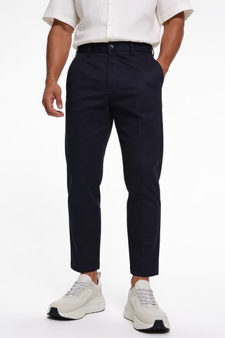Pantalón regular fit de algodón orgánico - Azul marino