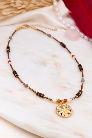 Collar - Bañado en oro amarillo, citrinos y ágatas