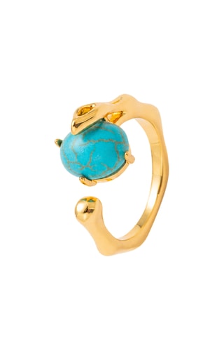 Anillo - Chapado en oro amarillo y turquesa