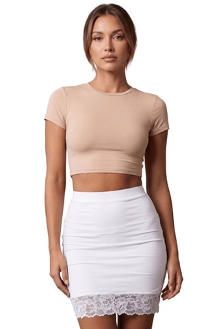 Nauwaansluitende rok met hoge taille- Wit