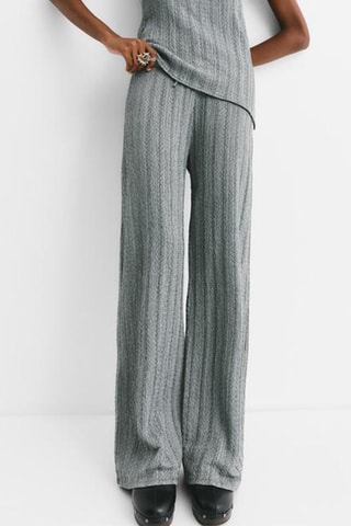 Pantalon taille haute - Gris clair chiné