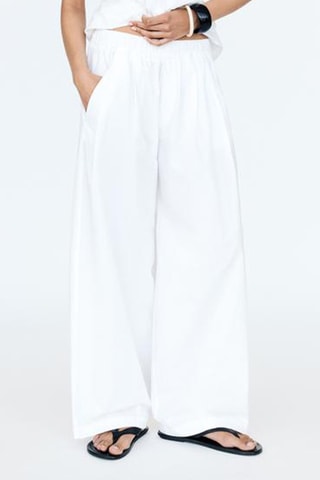 Pantalon taille haute - Blanc