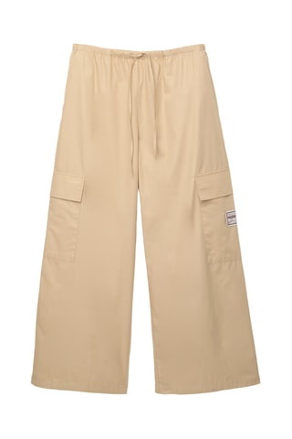 Pantalon cargo taille haute - Beige