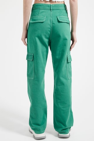 Jean cargo taille haute Vert