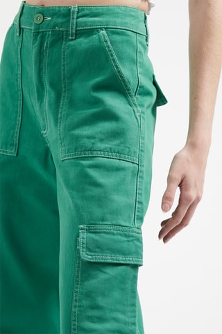 Jean cargo taille haute Vert