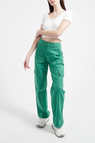 Jean cargo taille haute Vert