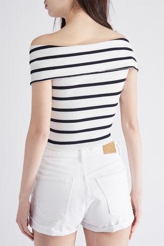 Top - Blanc et bleu marine