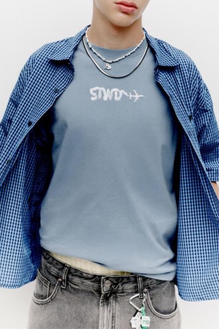T-shirt relaxed - Bleu clair