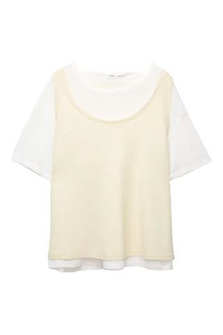 T-shirt trompe-l’œil - Blanc et ivoire