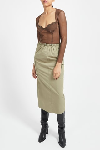 Jupe midi Kaki