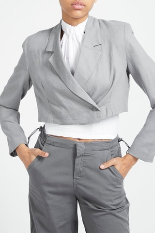 Blazer court en lin Gris clair
