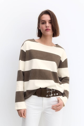 T-shirt - Blanc et marron