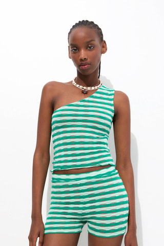 Top asymétrique - Blanc et vert