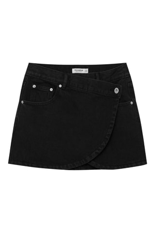Jupe portefeuille en jean - Noir