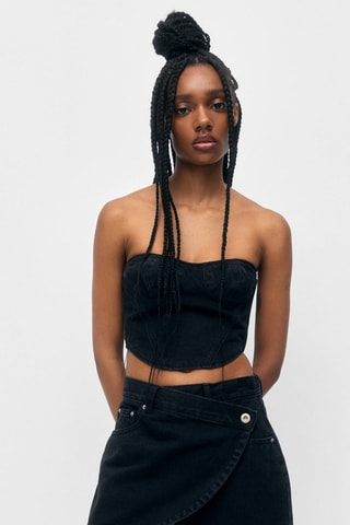 Crop top bustier - Bleu nuit