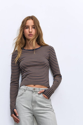 Top - Bleu marine et marron