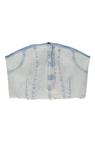 Top bustier en jean - Bleu clair