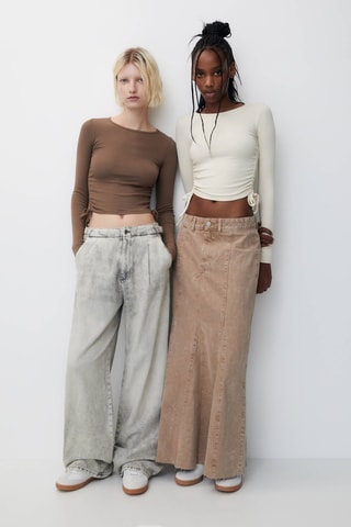 2 crop tops - Marron et blanc