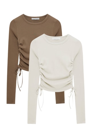 2 crop tops - Marron et blanc