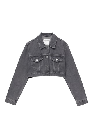 Veste cropped en jean - Gris