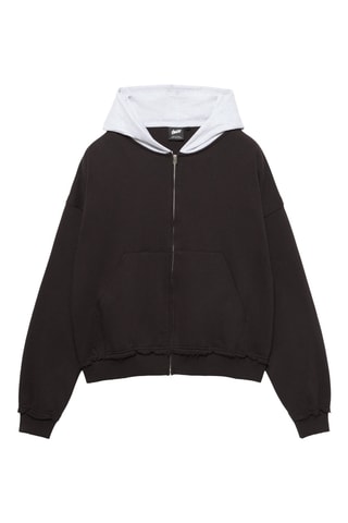 Sweat à capuche - Noir et gris clair chiné
