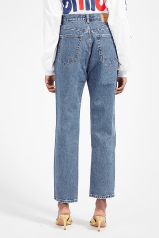 Jean mom taille haute Bleu