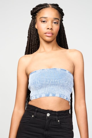 Crop top bustier en jean - Bleu clair